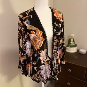 *3 for $20 Floral tie front top